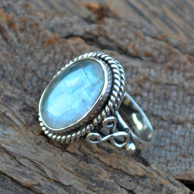 Rainbow Moonstone Gemstone Ring Faceted Gemstone Ring | Etsy