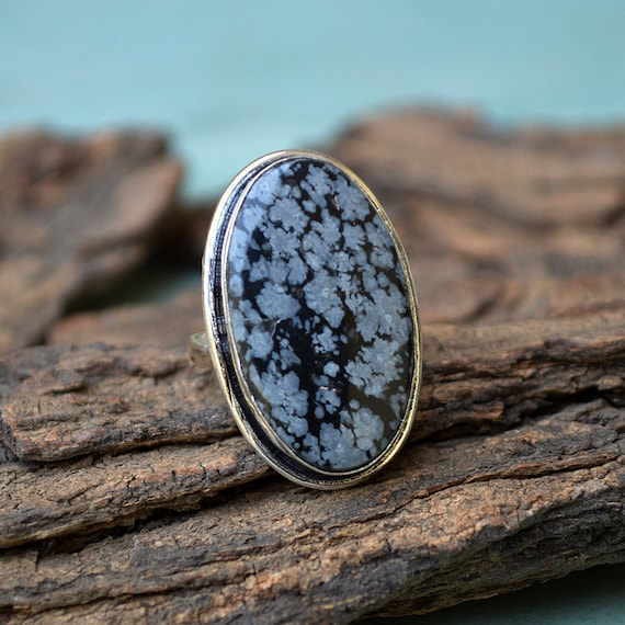 Snowflake obsidian best sale ring