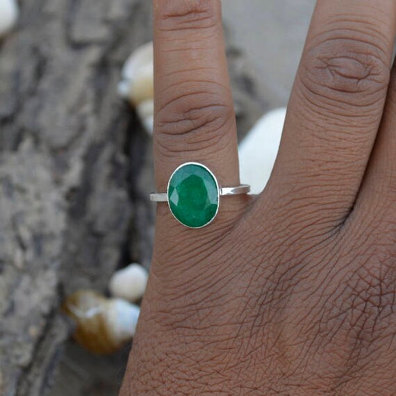 Tiny Faceted Emerald Ring Tiny Faceted Emerald Ring