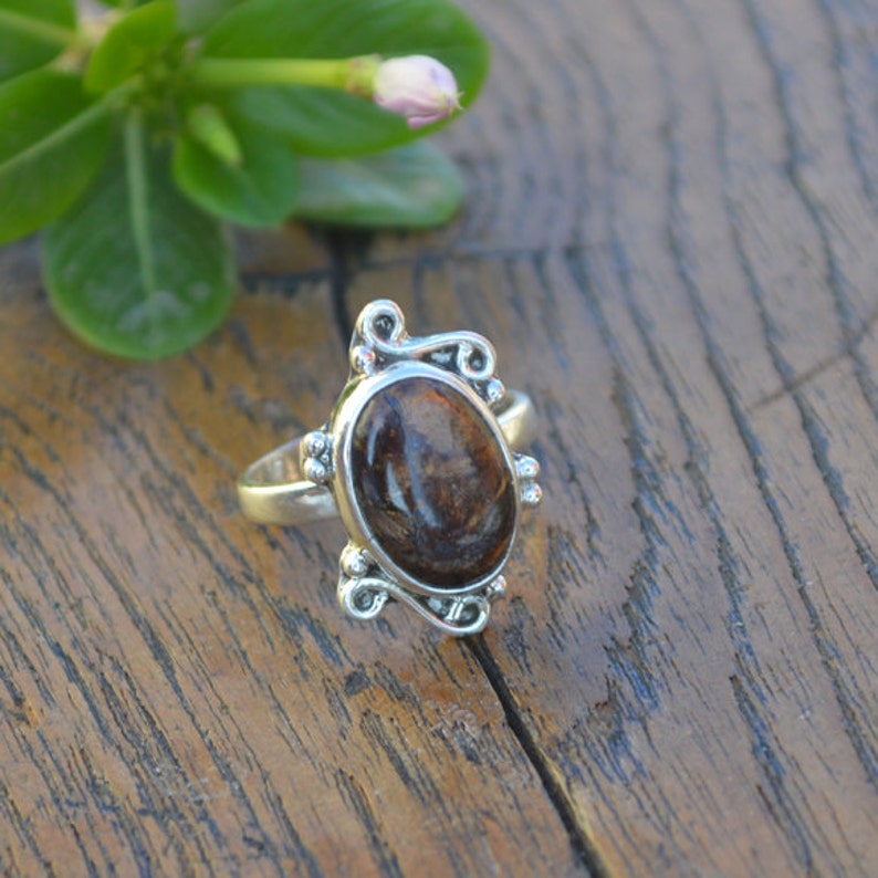 Solitaire Birthstone Gift Ring Jasper Gemstone Gift Ring Designer Ring Natural Pietersite Jasper Ring 925 Sterling Silver Ring