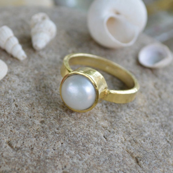 Sterling Silver, Pearl, Gemstone Ring, Pearl Ring - Etsy