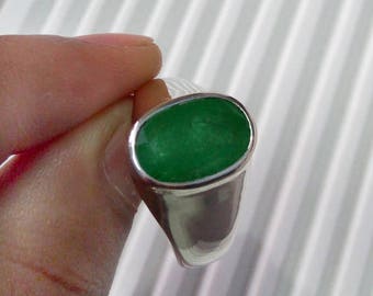 5.5 Carat Natural Colombian Emerald Ring -May Birthstone -Sterling Silver Emerald Ring -Natural Emerald -Emerald Jewelry - Men's Gift Ring