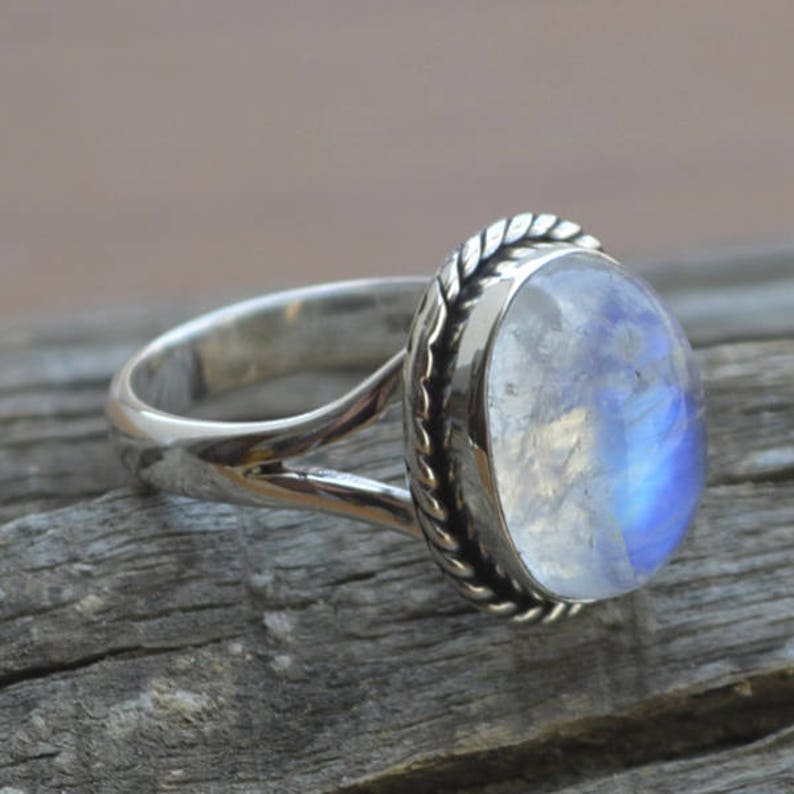 Rainbow Moonstone Ring Designer Moonstone Ring 925 Sterling - Etsy