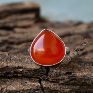 Anillo de piedra preciosa de ónix rojo, anillo de ónix rojo del corazón, anillo rojo, anillo de plata esterlina 925, anillo de regalo de piedra de nacimiento, hermoso anillo de ónix, anillo de regalo audaz