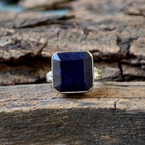 Raw Blue Sapphire Ring, 925 Sterling Silver Ring, Blue Sapphire Gemstone Ring, Sapphire 925 Sterling Silver Ring, Sapphire Silver Jewelry