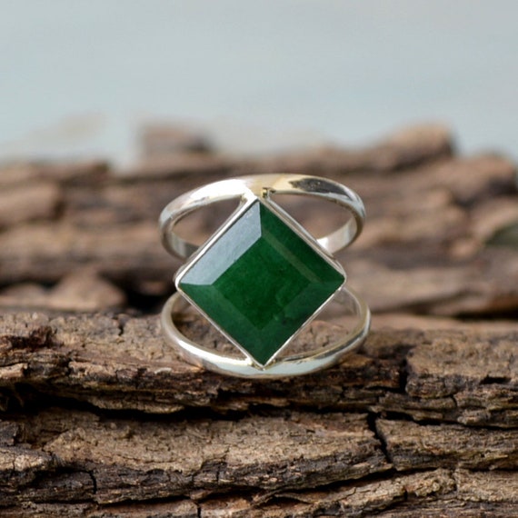 Genuine Oval Emerald/ Panna Gemstone Ring 925 Sterling Silver Ring Engraved  Ring Green Natural Emerald Statement Ring May Birthstone Gift - Etsy