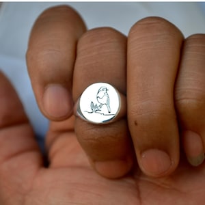 Bird On Branch Ring, Signet Ring, Bird Rings For Women, Sterling Silver Ring, Personalized Ring, Custom Ring, Branch Ring, Unique Bird Ring