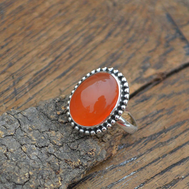 Orange Carnelian Sterling Ring