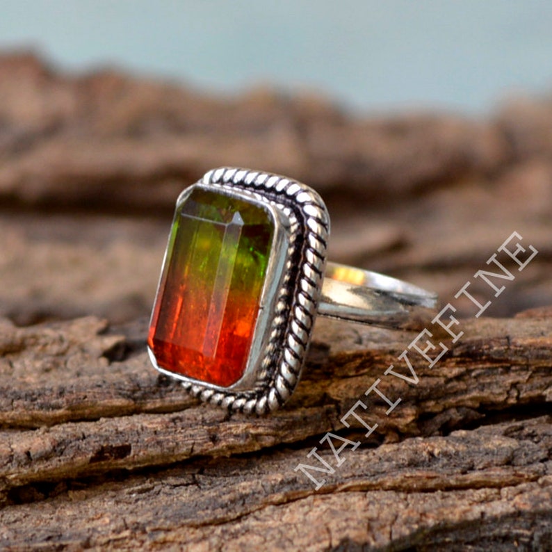 Lovely Watermelon Tourmaline Ring 925 Sterling Silver Ring - Etsy