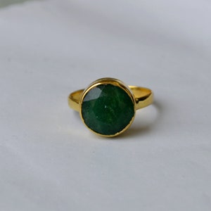 Natural Emerald Gold Ring-9K,14K,18K,22K Solid Gold Rings-Natural Gemstone Gold Ring -Gold Wedding Ring -Yellow Gold Ring-Birthstone Ring