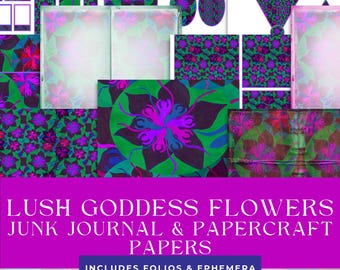 Lush Goddess Flowers Junk Journal & Papercraft Papers