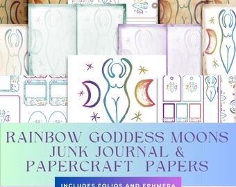 Rainbow Goddess Moons Junk Journal & Papercraft Papers