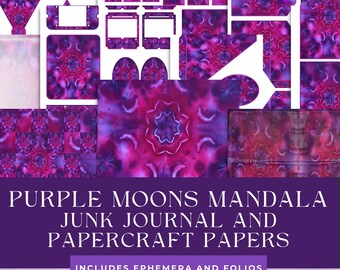 Purple Moons Mandala Tie Dye Junk Journal & Papercraft Papers