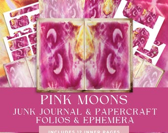 Pink Moons Tie Dye Junk Journal & Papercraft Papers