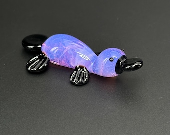 Platypus Glass Sculpture - small individually crafted glass miniature cute collectible