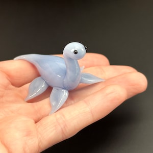 Glass Sea Monster Mini Nessie Sculpture blue Loch Ness Monster- cryptid art - sea serpent - plesiosaur- dinosaur