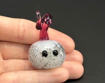 Cute Mini Glass Pumpkin Sculpture or Necklace - Unique Collectible Pumpkin for Collection - Halloween Pendant - Tiny Figurine Decoration