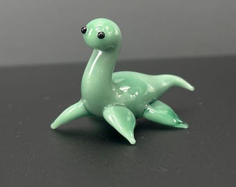 Mint Green Glass Nessie Sculpture – Loch Ness Monster Figurine