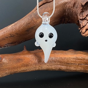 Little ghost pendant flameworked glass - cute ghost similar to the pictures but all have their own personality