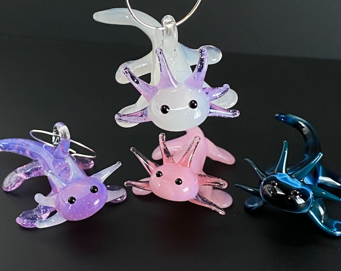 Glass Axolotl Figurine, Murano Glass Axolotl, Axolotl Ornament, Glass