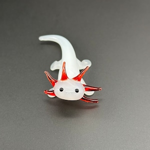 Baby Glass Axolotl Sculpture - Mud Puppy - Desk Friend - Aquarium Art - small figurine - mini lotl miniature - fantasy light academia