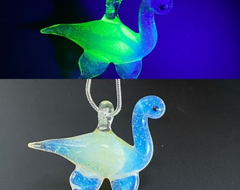 UV Nessie Pendant - Glass Loch Ness Monster Blacklight Reactive Necklace