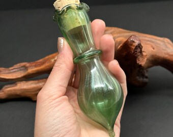 Glittery Potion Bottle / Bodice Chiller / Spell bottle - mossy green - renaissance Faire accessories - bosom - bottle - pirate - wench -