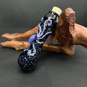 Octopus Glass Bodice Chiller black purple potion bottle spell bottle -renaissance faire accessories - bottle - pirate - wench -  cooler