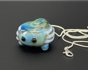 Glass Axolotl Worry Stone Necklace