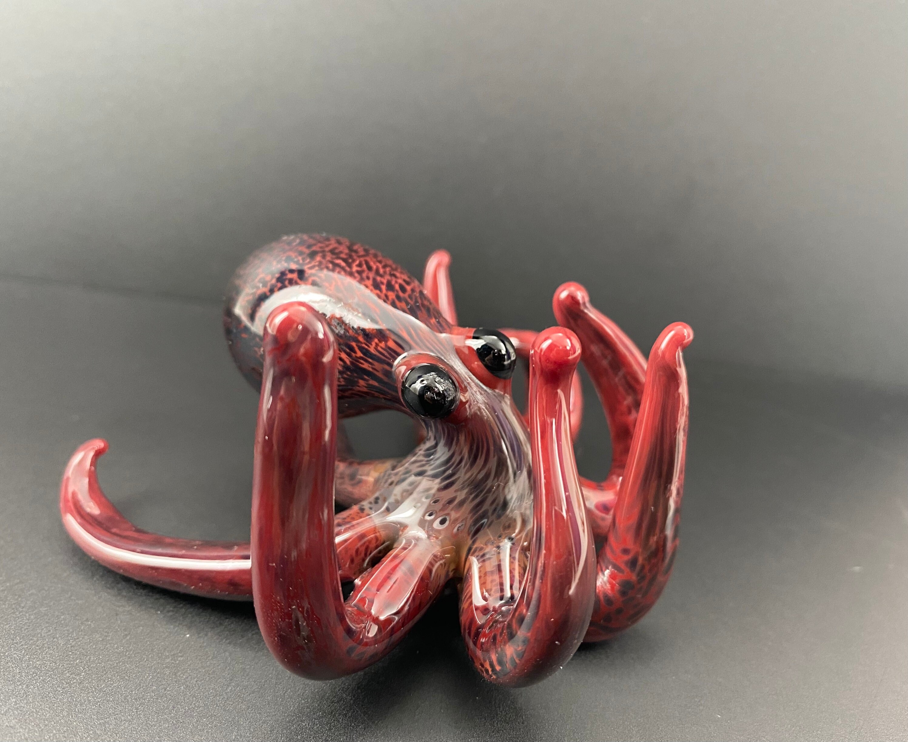 Dark Red Octopus Glass Sculpture hand blown glass octopus Etsy