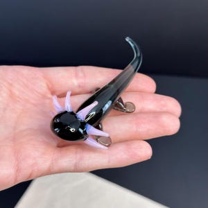 Baby Glass Axolotl Sculpture - Mud Puppy - Desk Friend - Aquarium Art - small figurine - mini lotl miniature - fantasy light academia
