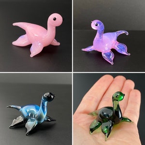 Made to order Glass Nessie - Loch Ness Monster Miniature - choose color and sculpture, necklace, ornament or plant stick