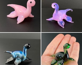 Made to order Glass Nessie - Loch Ness Monster Miniature - choose color and sculpture, necklace, ornament or plant stick