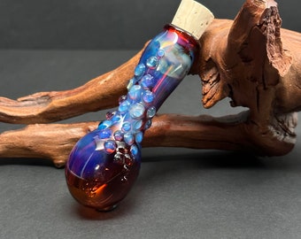 Glass bodice chiller - amber spell bottle - potion bottle blown glass - renaissance Faire accessories - bosom - bottle - pirate - cooler