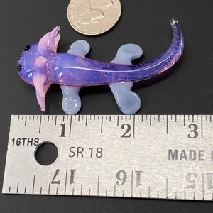 Baby Axolotl Glass Sculpture purple Mud Puppy Desk Friend Aquarium Art small figurine tiny axolotl cute adorable chibi image 9