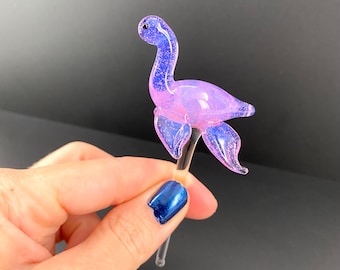 Made To Order Glass Nessie Plant Stick – Choose your Color Sea Monster Garden Art, Cake Topper