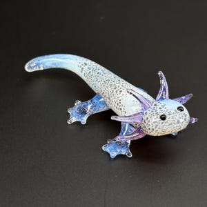 Magical Glass Axolotl Sculpture - Mud Puppy - Desk Friend - Aquarium Art - small figurine - mini lotl miniature - fantasy light academia