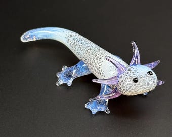 Magical Axolotl Sculpture - Individually Handmade with Opal Colored Glass