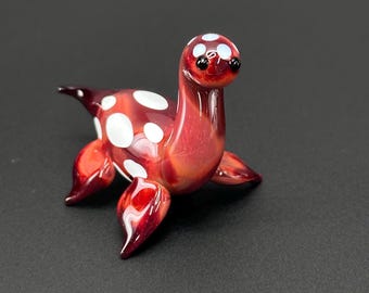 Glass Nessie Sculpture – Loch Ness Monster Figurine with Toadstool Mushroom Spots