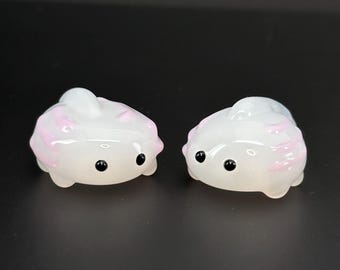 Glass Axolotl Worry Stone – Handmade Sensory Fidget Creature