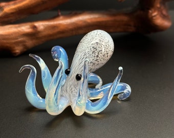 Ethereal Glass Octopus Sculpture Kracken Cthulhu - hand blown glass octopus - ocean beach decor - sculpted octopus - octopus art steampunk