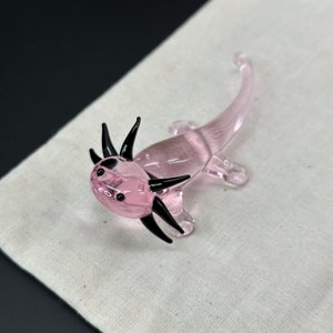 Baby Glass Axolotl Sculpture - Mud Puppy - Desk Friend - Aquarium Art - small figurine - mini lotl miniature - fantasy light academia