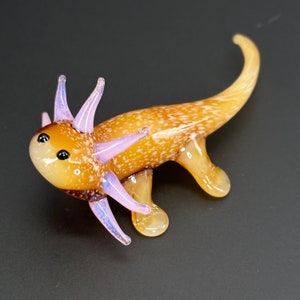 Baby Axolotl Glass Sculpture - Mud Puppy - Desk Friend - Aquarium Art - small figurine - tiny wild axolotl