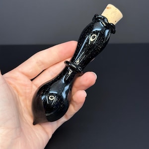 Small Black glitter bodice chiller - renaissance Faire accessories - spell bottle - potion bottle - pirate - wench - witch