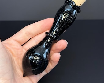 Small Black glitter bodice chiller - renaissance Faire accessories - spell bottle - potion bottle - pirate - wench - witch