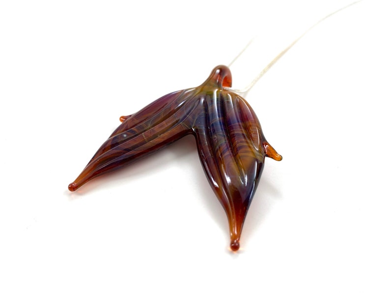 multicolor fish fin purple Mermaid Tail Glass Pendant Necklace Whale tail earthy Mermaid Fin brown