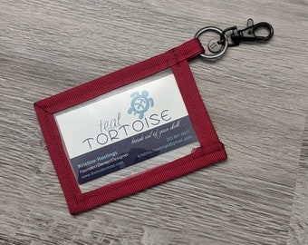 Keyring Business Card Holder - Standard size - Business Card Case - Clear Pouch in Vertical or Landscape on Key Ring