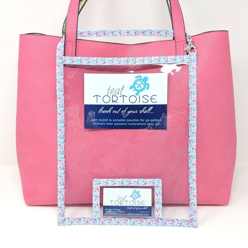 Large Catalog Holder 11x9 Catalog Holder Clear Catalog Pouch with Business Card pocket and strap