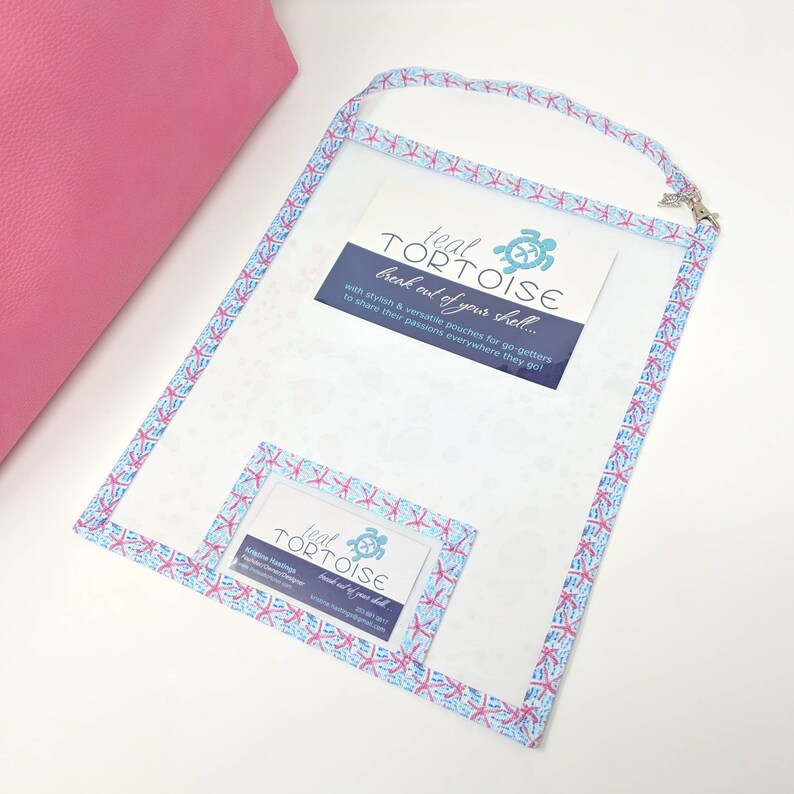 Large Catalog Holder 11x9 Catalog Holder Clear Catalog Pouch with Business Card pocket and strap