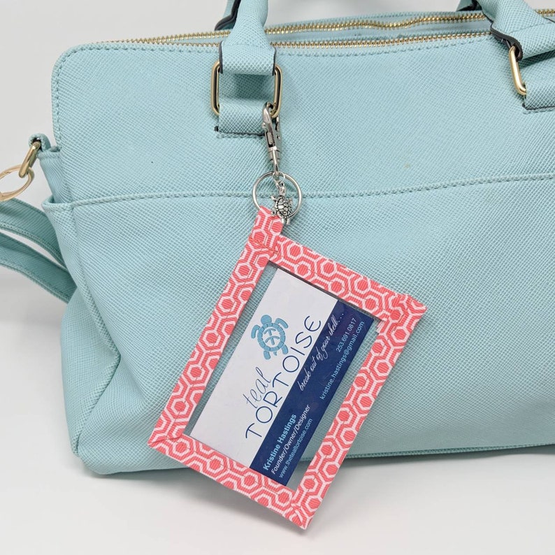 Standard size Keyring Business Card Holder Clear Pouch in Vertical or Landscape on Key Ring Business Card Case